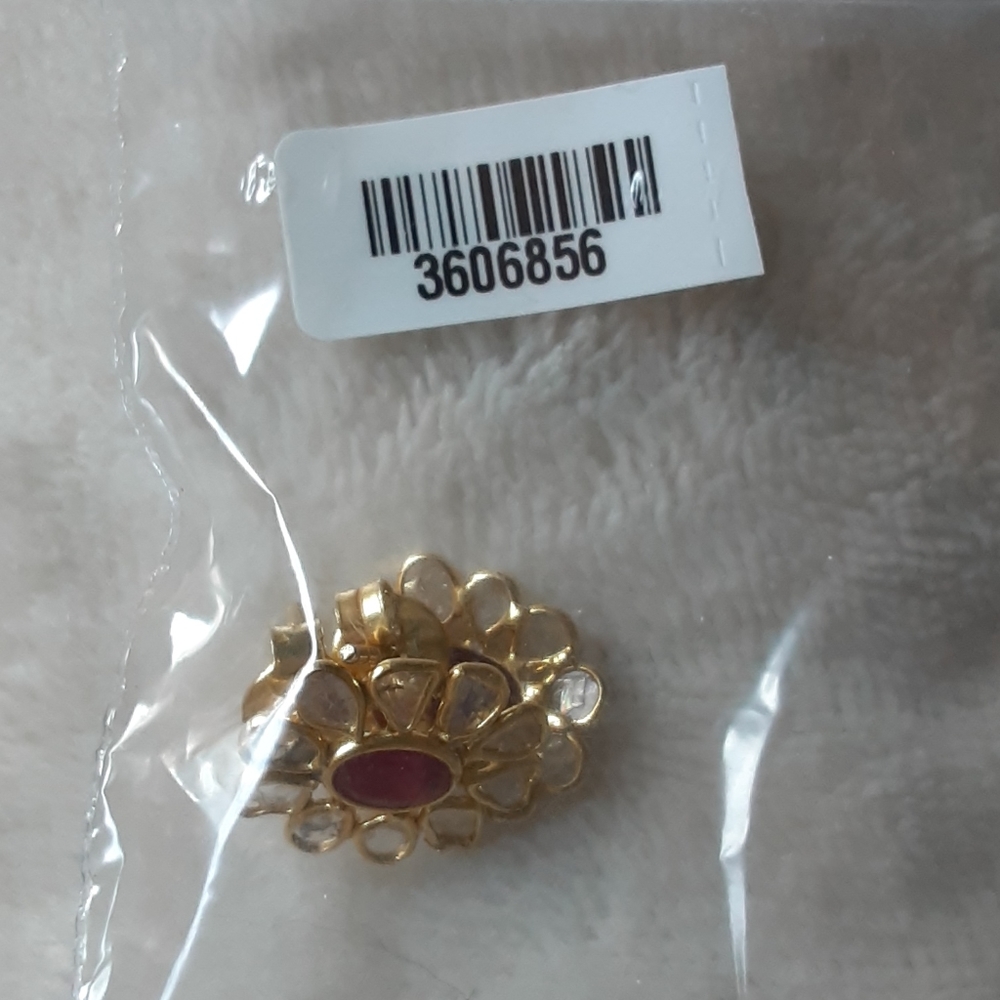 Ruby & Tanzanite Polki diamond studs. - Picture 4 of 6